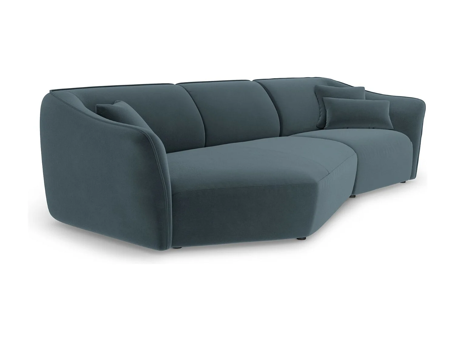 Cosmopolitan Design - Canapé d'angle gauche modulable "Tokyo" 5 places en velours bleu pastel - 292x138x79cm