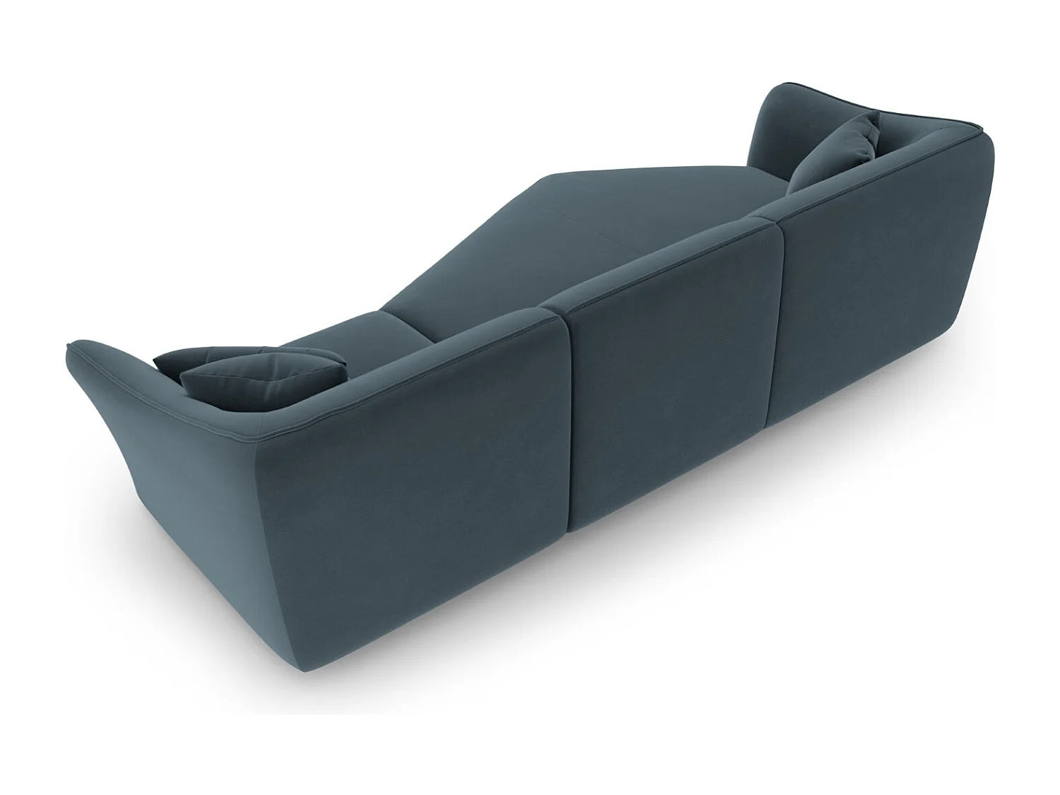 Cosmopolitan Design - Canapé d'angle gauche modulable "Tokyo" 5 places en velours bleu pastel - 292x138x79cm