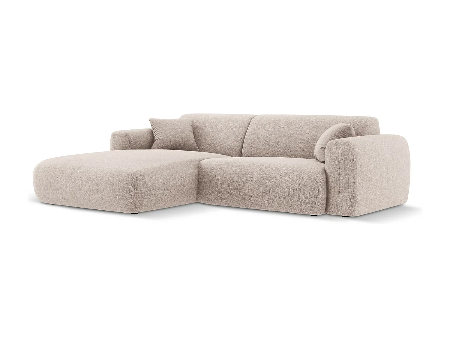 Cosmopolitan Design - Linker hoekbank "Nolio" 4 zitplaatsen, Chenille, Beige - 235x170x72cm