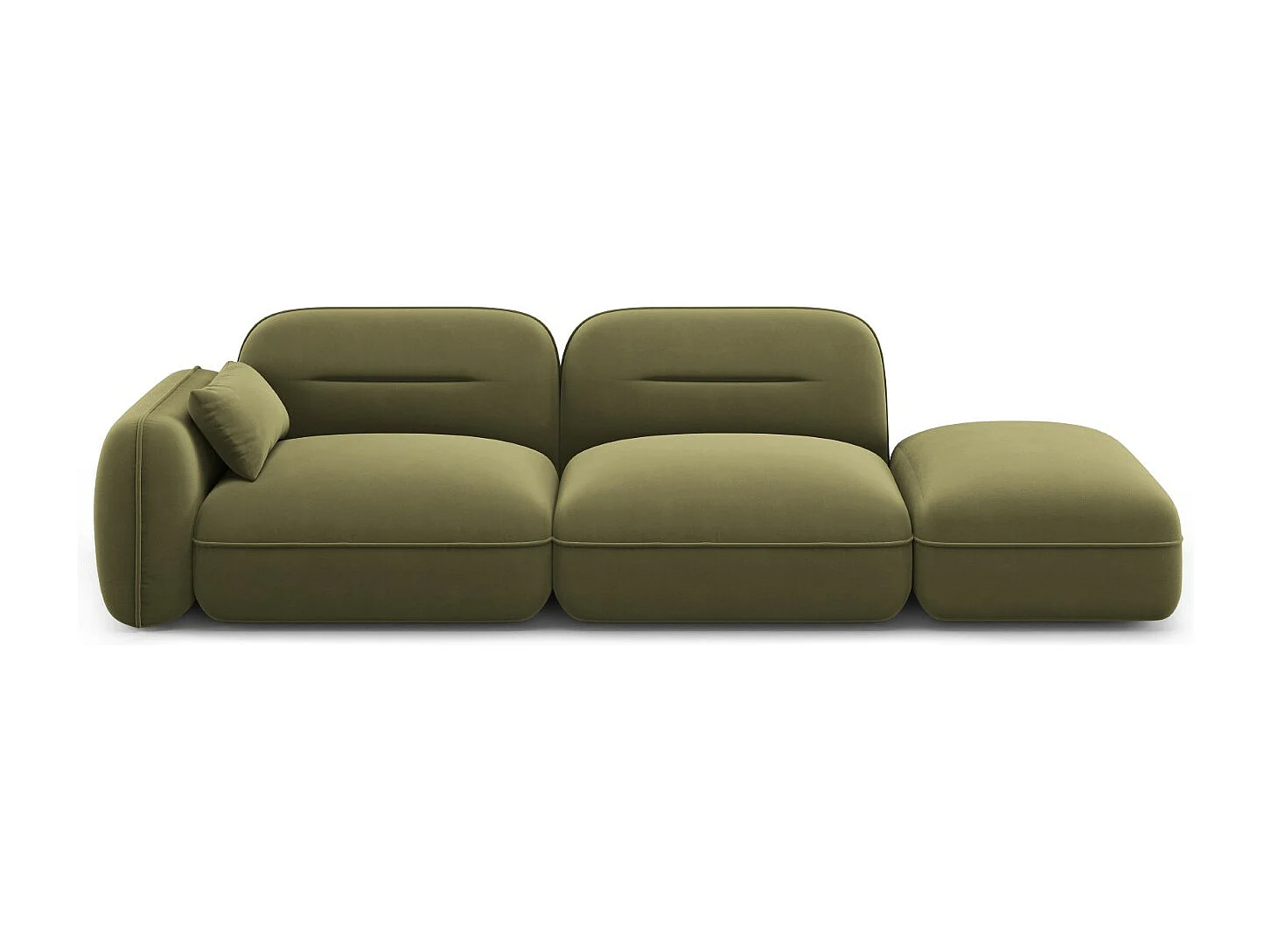 Cosmopolitan Design - Sofa modułowa bok prawy, "Sydney" 3 miejsca welur, zielony jasny - 295x90x70cm