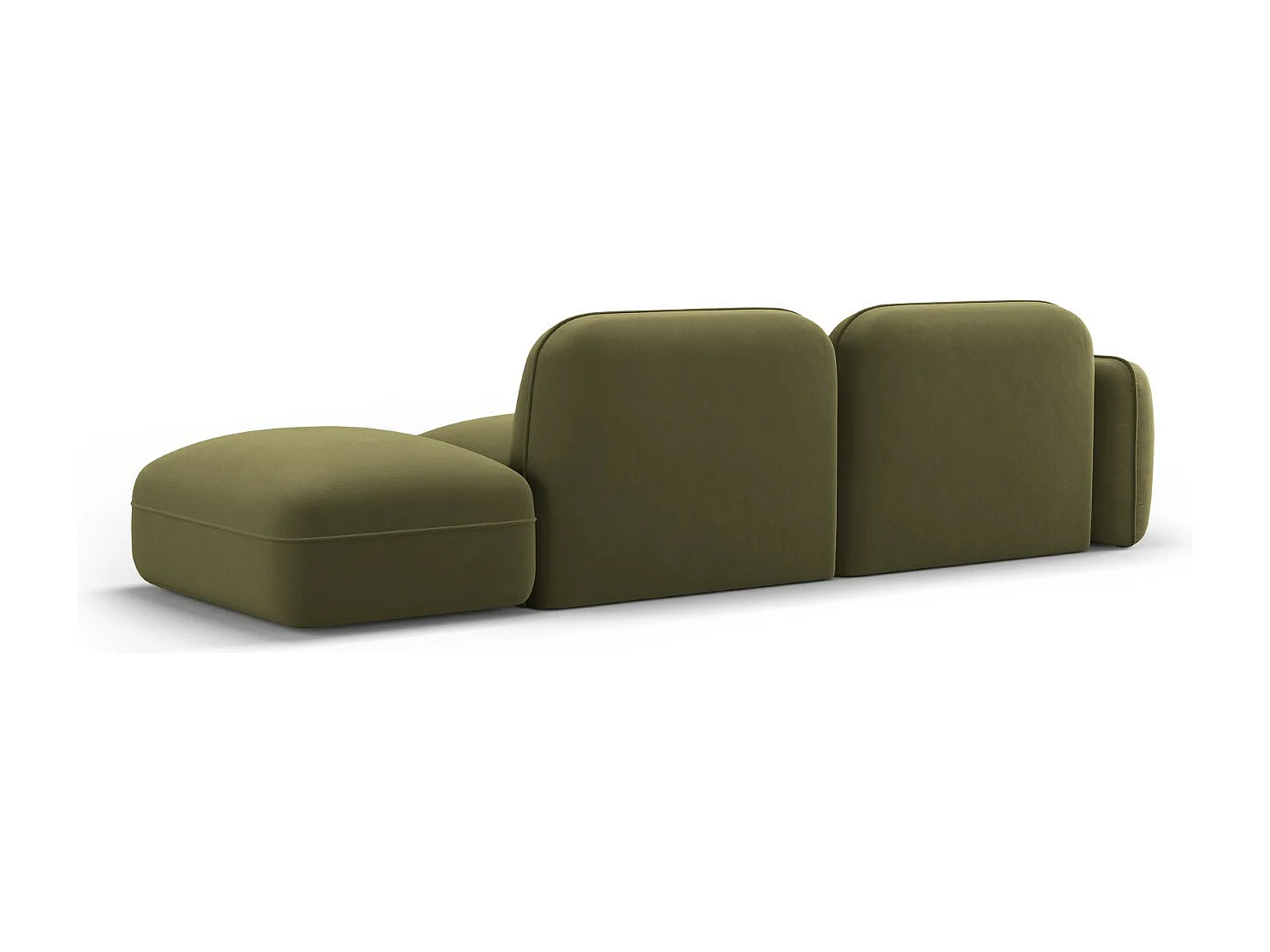 Cosmopolitan Design - Sofa modułowa bok prawy, "Sydney" 3 miejsca welur, zielony jasny - 295x90x70cm