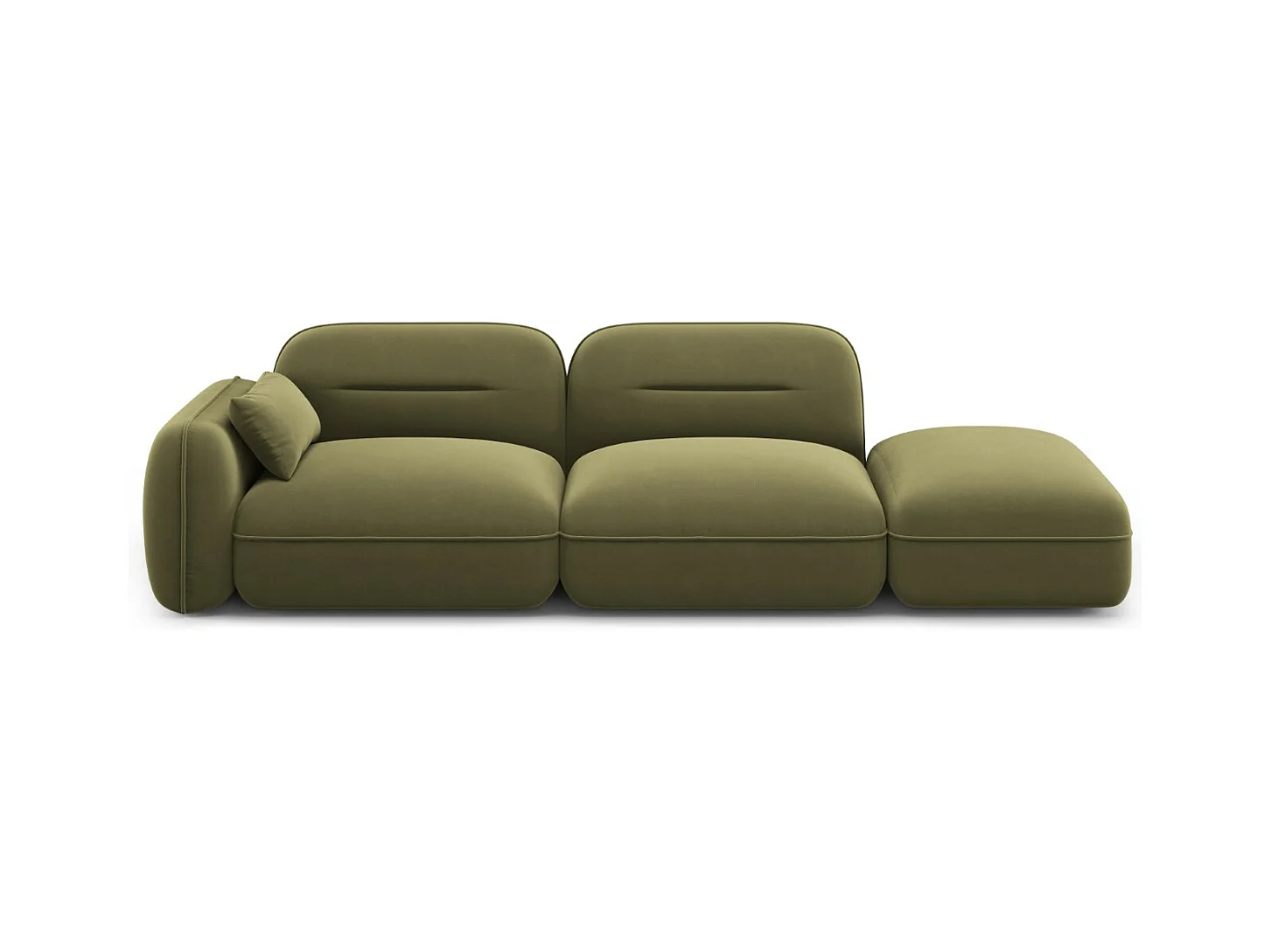 Cosmopolitan Design - Rechte modulaire bank "Sydney" 3 zitplaatsen, Flueel, Lichtgroen - 295x90x70cm