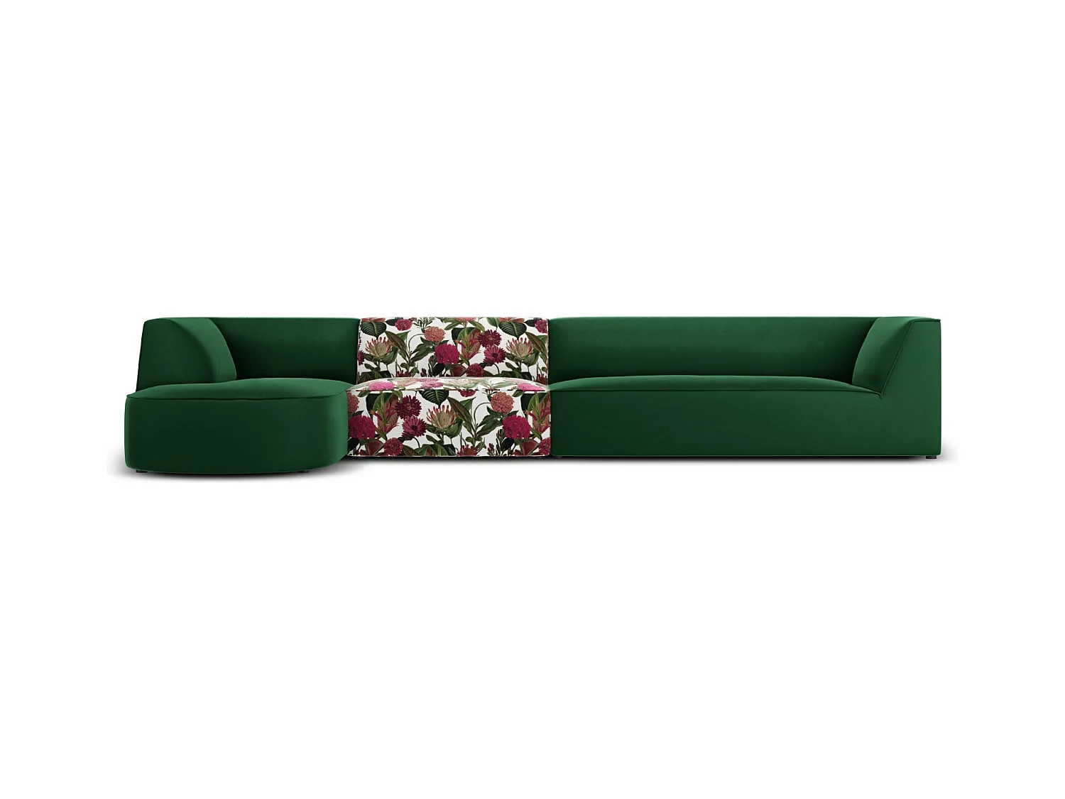 CXL by Christian Lacroix - 5-Sitzer Ecksofa links "Charles" Sitzer aus Samt rosengarten-motiv - 366x180x69cm