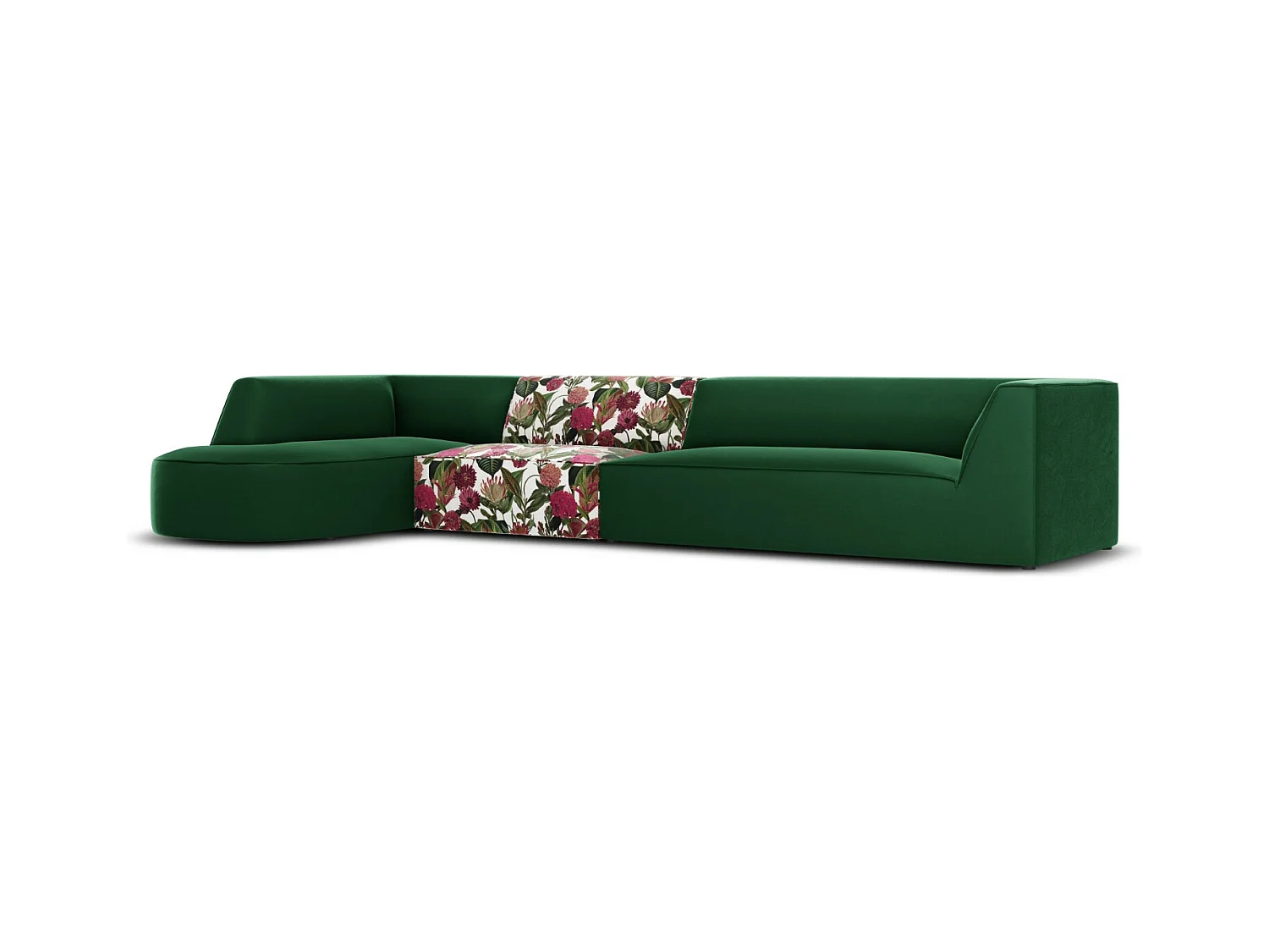 CXL by Christian Lacroix - 5-Sitzer Ecksofa links "Charles" Sitzer aus Samt rosengarten-motiv - 366x180x69cm