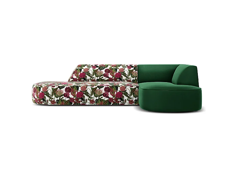 CXL by Christian Lacroix - 4-Sitzer Ecksofa rechts "Charles" Sitzer aus Samt rosengarten-motiv - 273x180x69cm