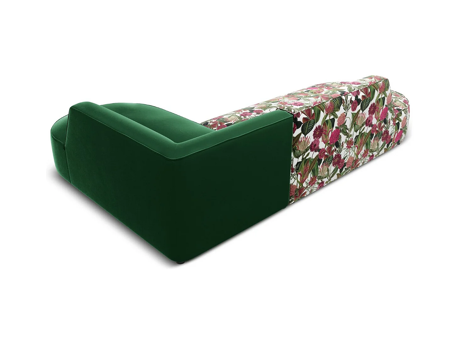 CXL by Christian Lacroix - Rechter hoekbank "Charles" 4 zitplaatsen, Flueel, tuinroospatroon, groen - 273x180x69cm