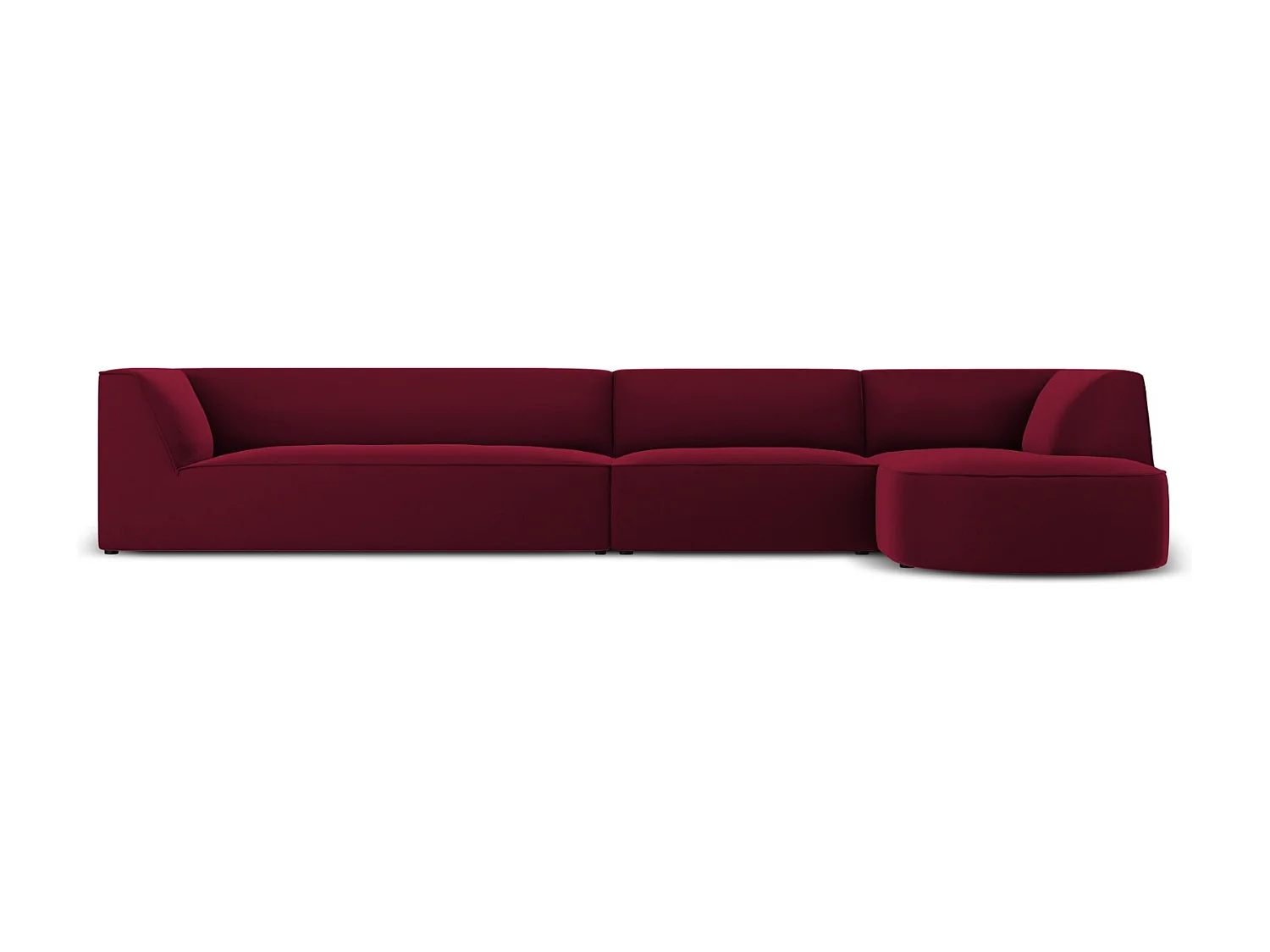CXL by Christian Lacroix - 5-Sitzer Ecksofa rechts "Charles" Sitzer aus Samt rot - 366x180x69cm