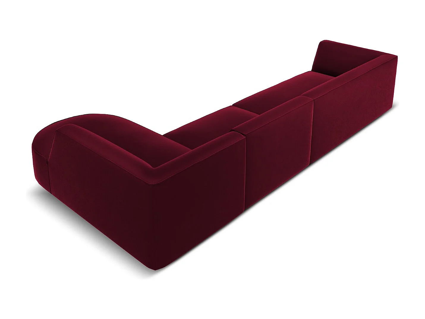 CXL by Christian Lacroix - 5-Sitzer Ecksofa rechts "Charles" Sitzer aus Samt rot - 366x180x69cm