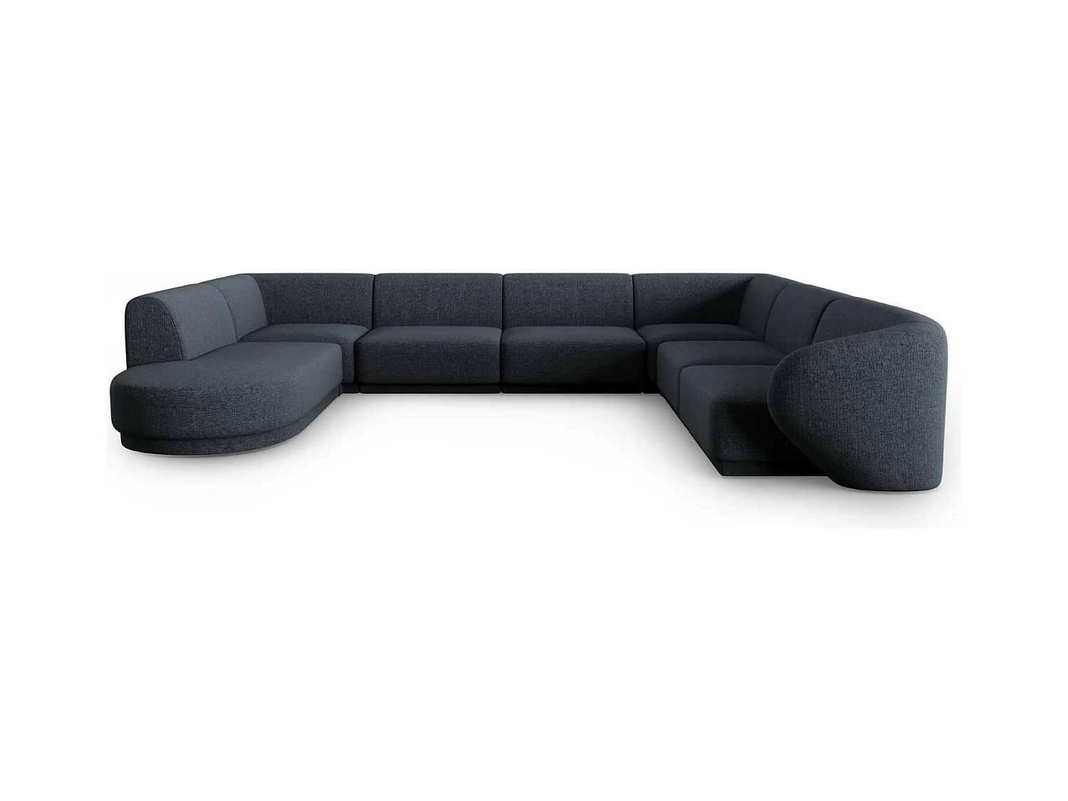 CXL by Christian Lacroix - Modulaire panoramische hoekbank rechts "Lionel" 8 zitplaatsen, Chenille, Blauw gemêleerd - 342x323x74cm