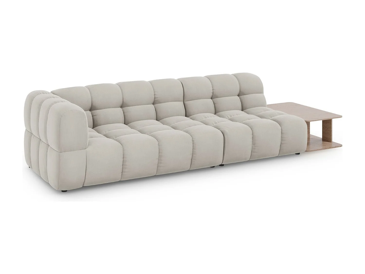 Cosmopolitan Design - Divano modulare destro "Sky" 4 posti in velluto beige chiaro - 297x102x75cm