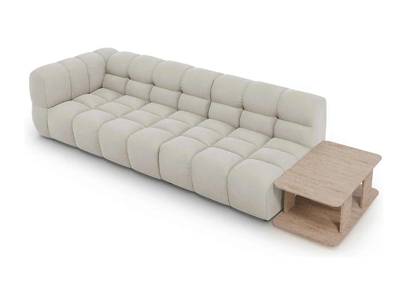 Cosmopolitan Design - Divano modulare destro "Sky" 4 posti in velluto beige chiaro - 297x102x75cm