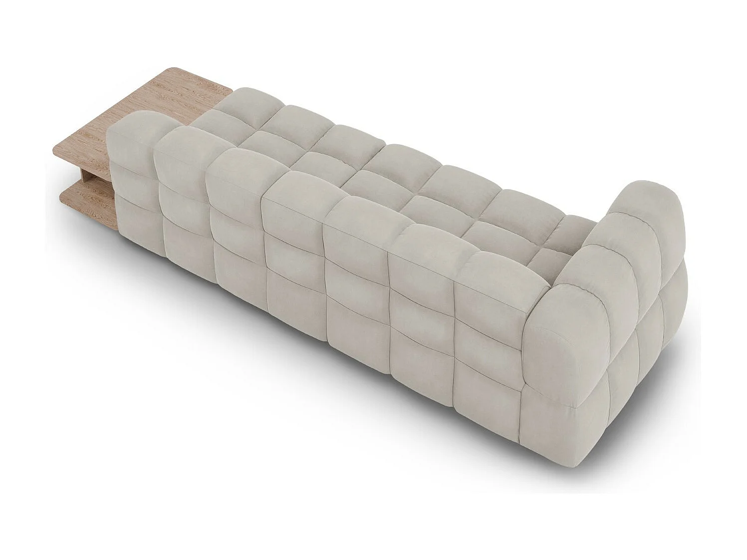 Cosmopolitan Design - Divano modulare destro "Sky" 4 posti in velluto beige chiaro - 297x102x75cm