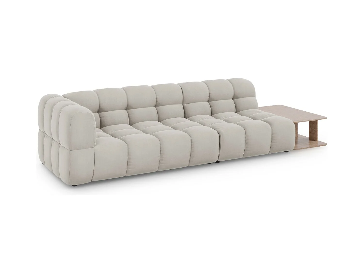 Cosmopolitan Design - Canapé modulable droit "Sky" 4 places en velours beige clair - 297x102x75cm