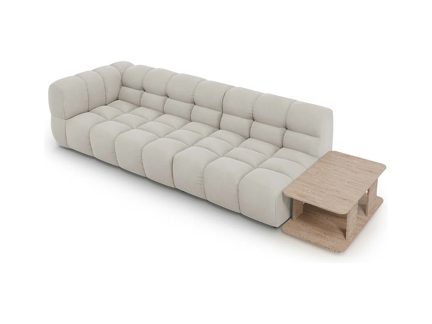 Cosmopolitan Design - Canapé modulable droit "Sky" 4 places en velours beige clair - 297x102x75cm