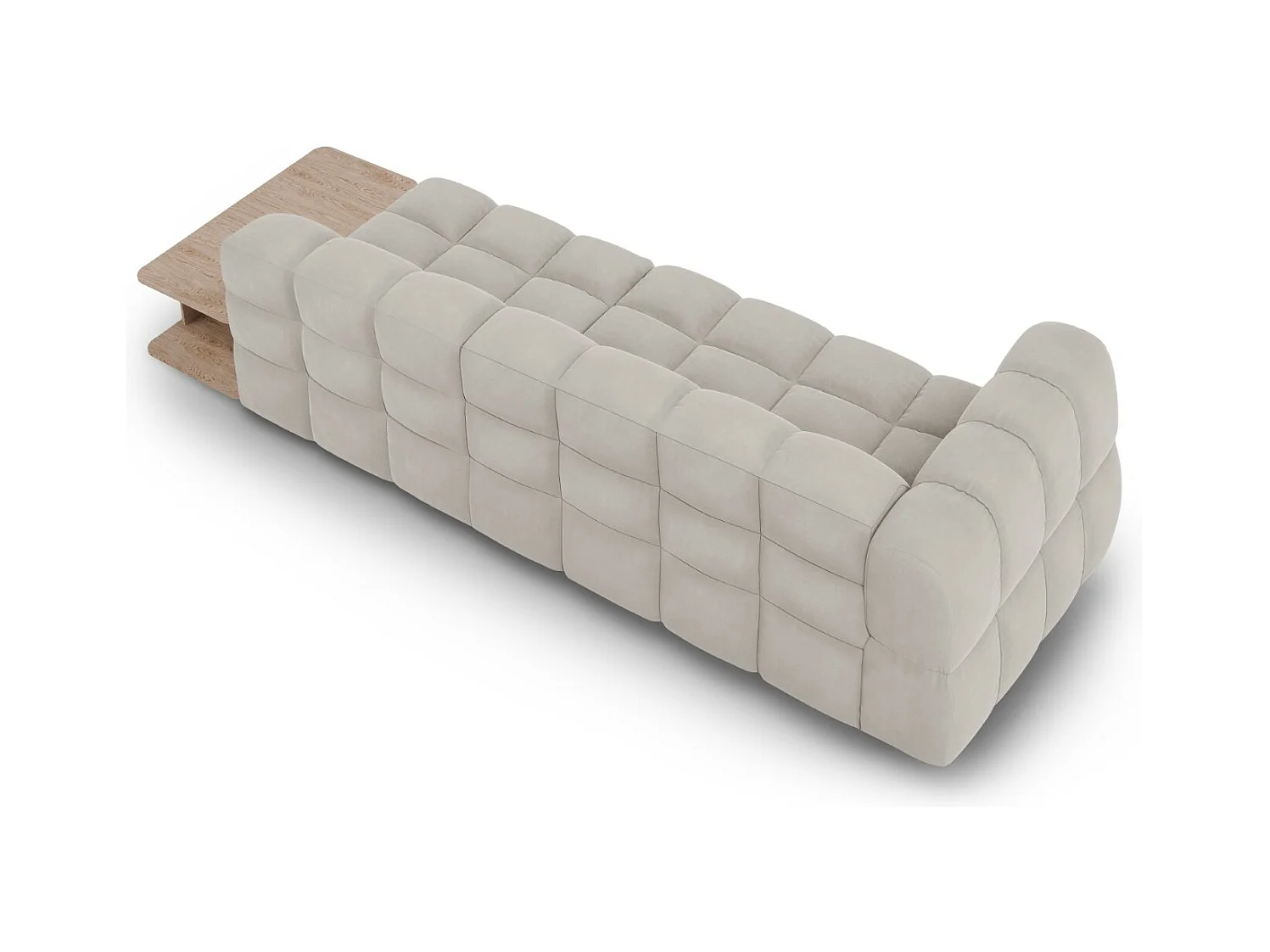 Cosmopolitan Design - Canapé modulable droit "Sky" 4 places en velours beige clair - 297x102x75cm