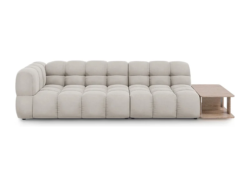 Cosmopolitan Design - Canapé modulable droit "Sky" 4 places en velours beige clair - 297x102x75cm