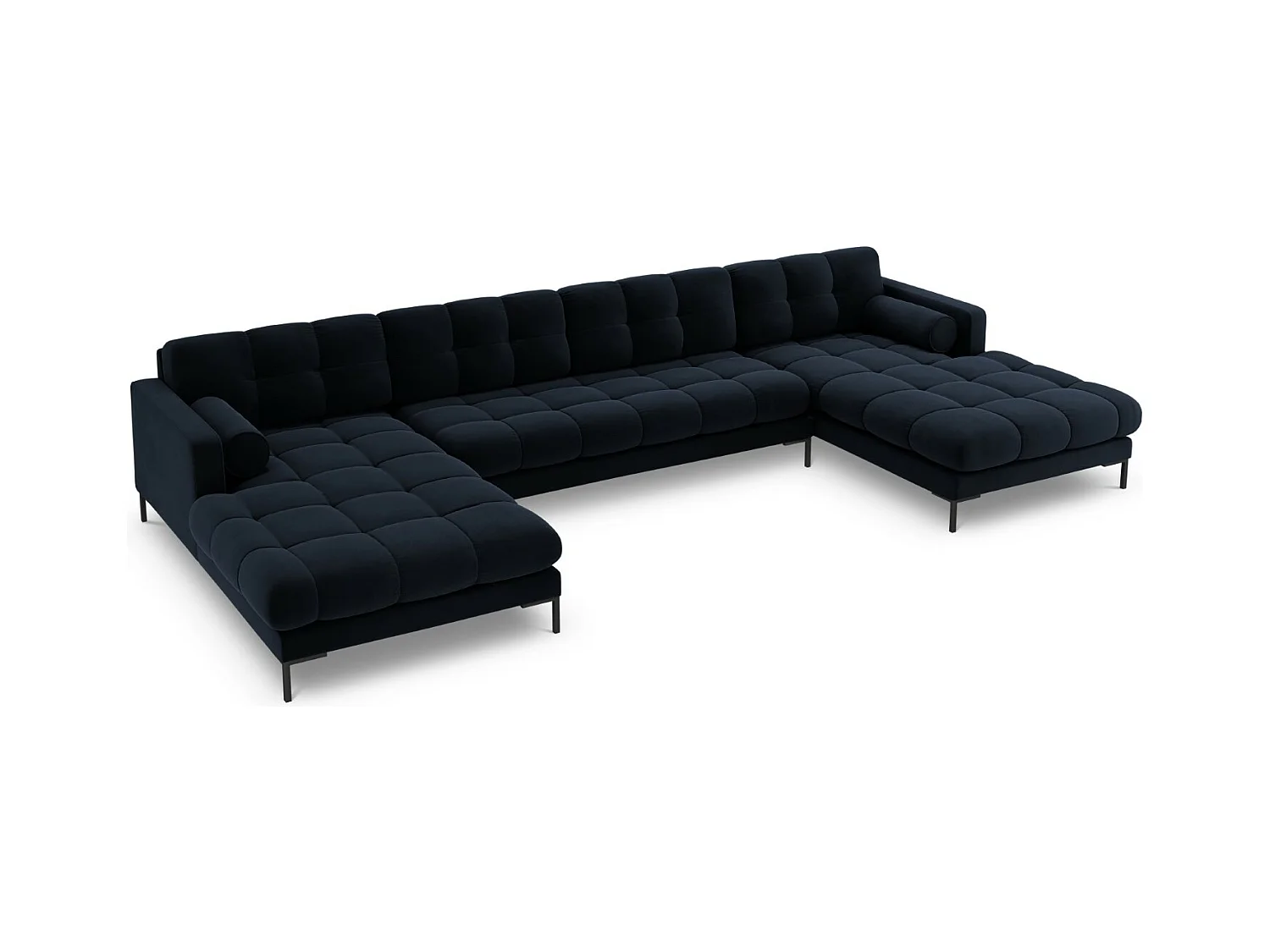 Cosmopolitan Design - Panoramische bank "Bali" 7 zitplaatsen, Flueel, Donkerblauw - 383x185x75cm