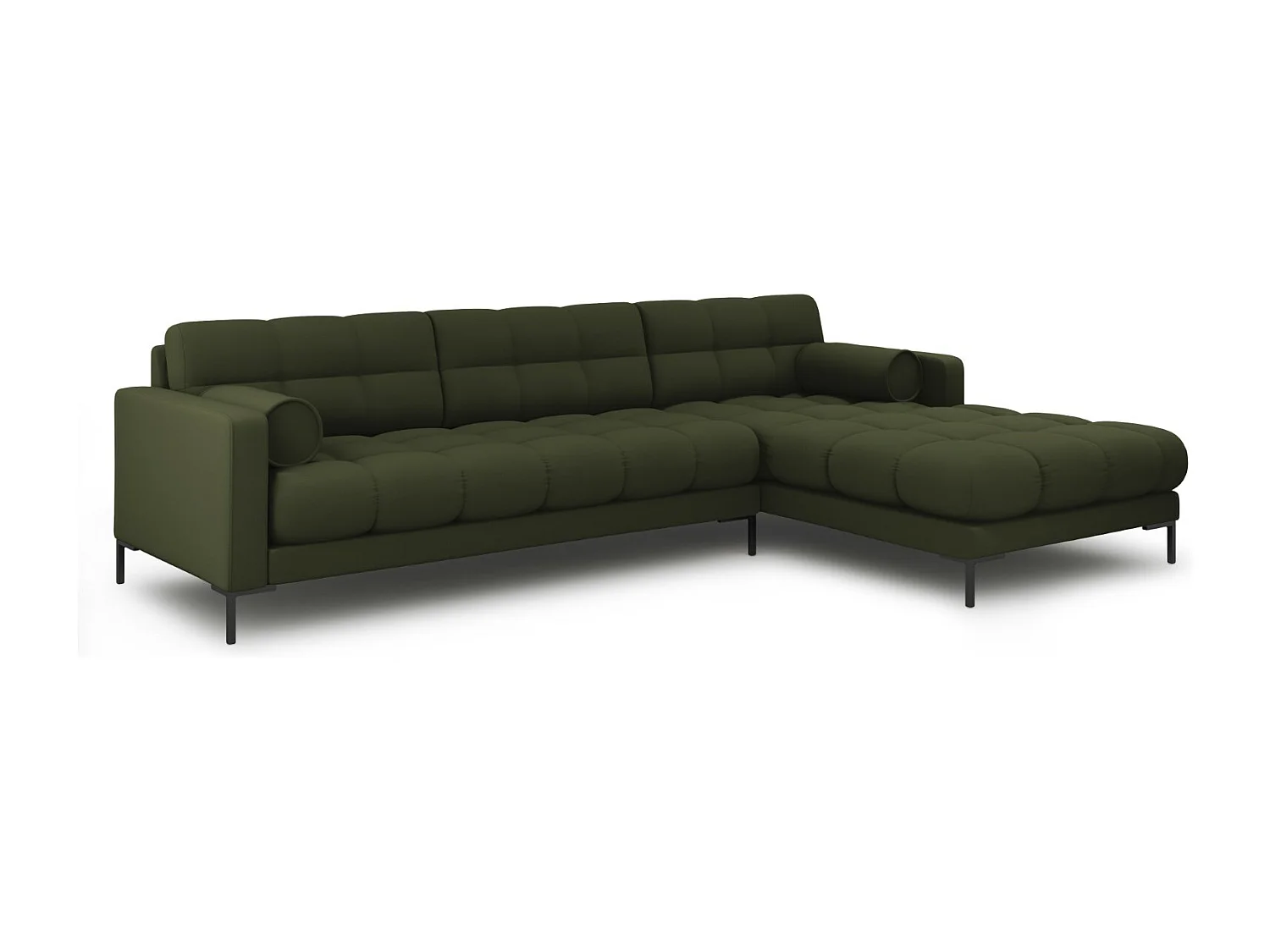 Cosmopolitan Design - Rechter hoekbank "Bali" 5 zitplaatsen, Structurele stof, Groente - 293x185x75cm