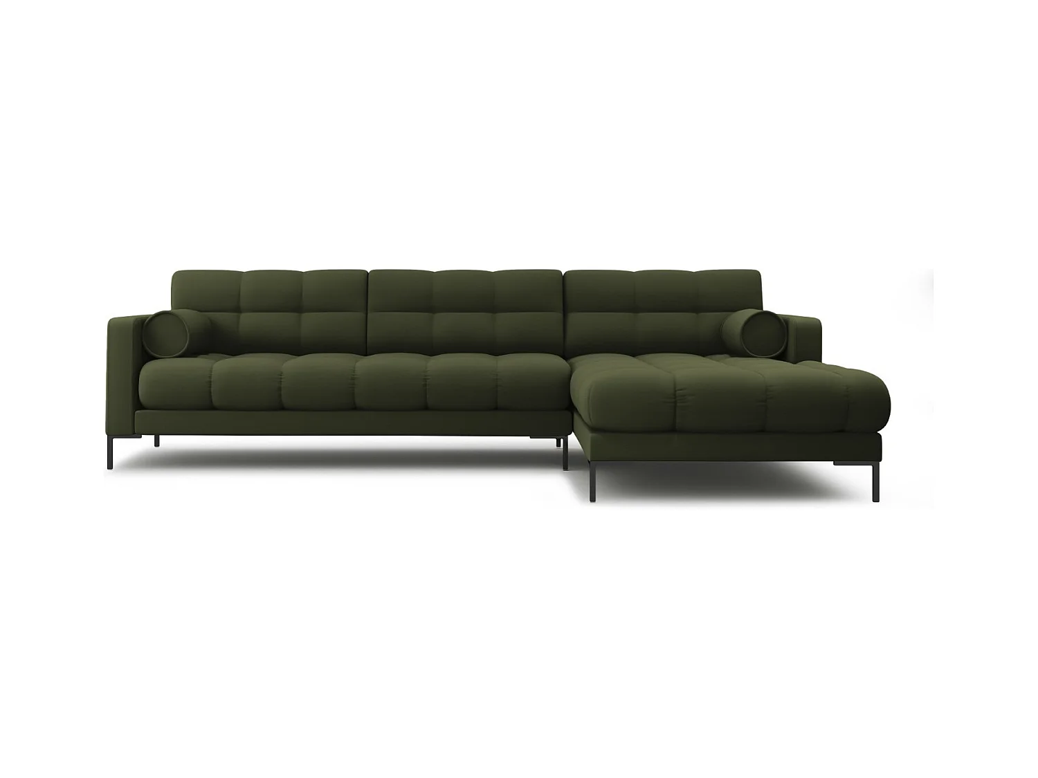 Cosmopolitan Design - Rechter hoekbank "Bali" 5 zitplaatsen, Structurele stof, Groente - 293x185x75cm