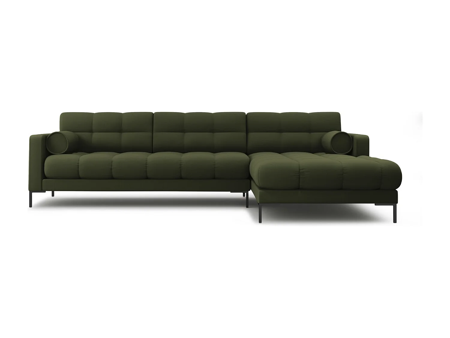 Cosmopolitan Design - Canapé d'angle droit "Bali" 5 places en tissu structurel vert - 293x185x75cm