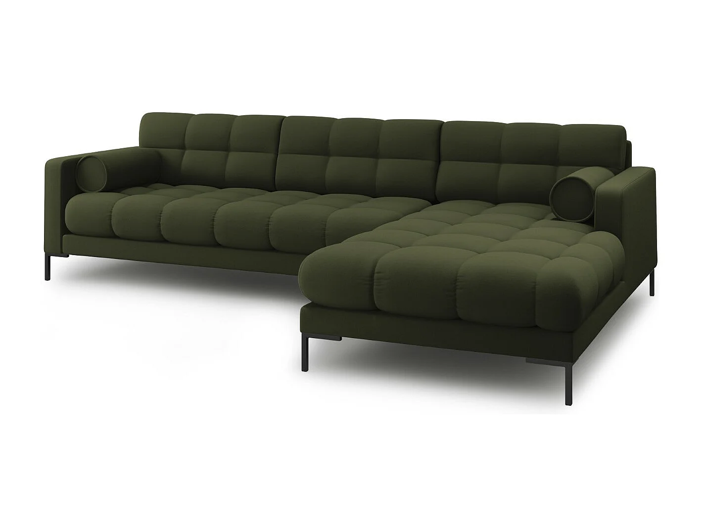 Cosmopolitan Design - Sofá de canto direito "Bali" 5 lugares em tecido estrutural verde - 293x185x75cm