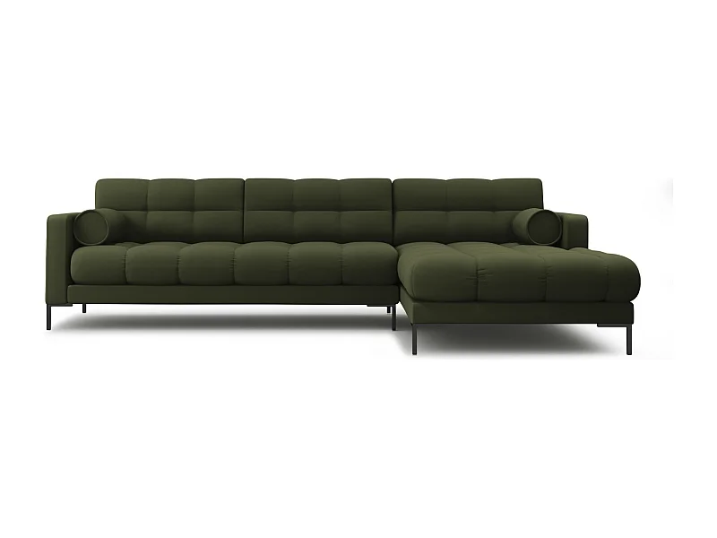 Cosmopolitan Design - Sofá de canto direito "Bali" 5 lugares em tecido estrutural verde - 293x185x75cm