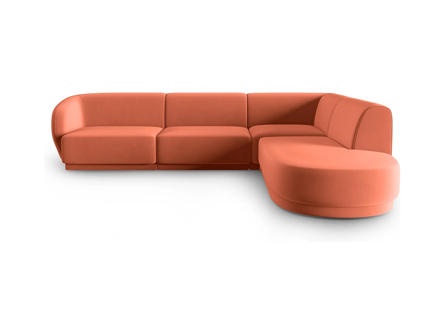 CXL by Christian Lacroix - Modulaire hoekbank rechts "Lionel" 5 zitplaatsen, Flueel, Terracotta - 265x232x74cm