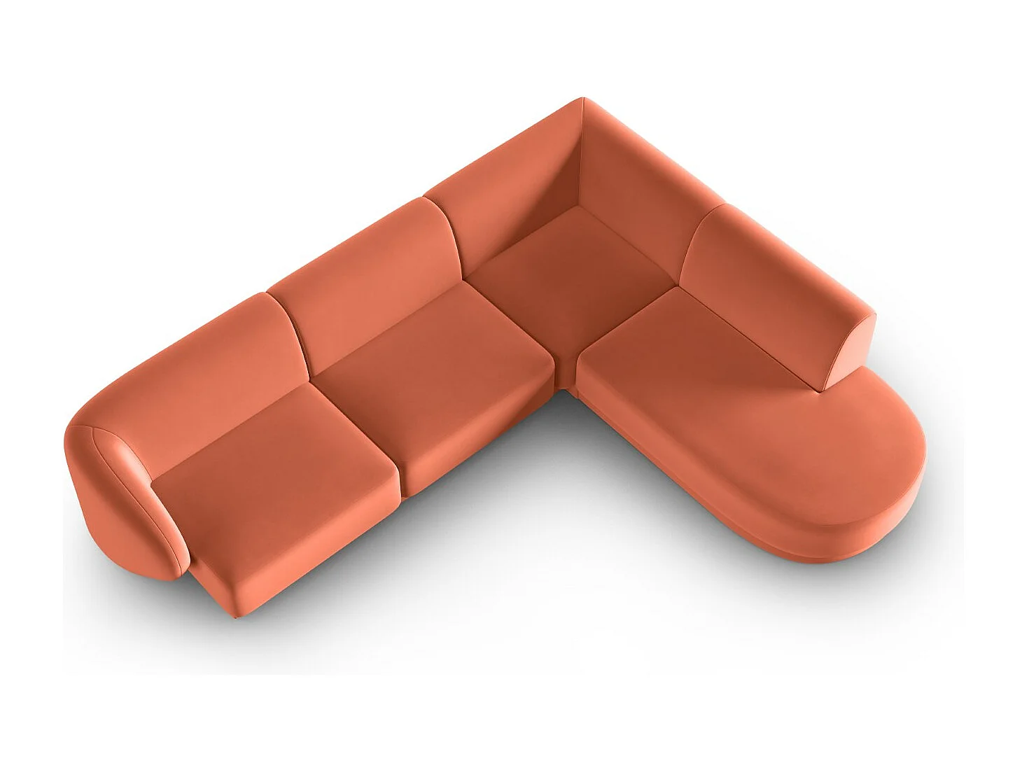 CXL by Christian Lacroix - Narożnik prawy panoramiczny, "Lionel" 5 miejsc welur, terakota - 265x232x74cm