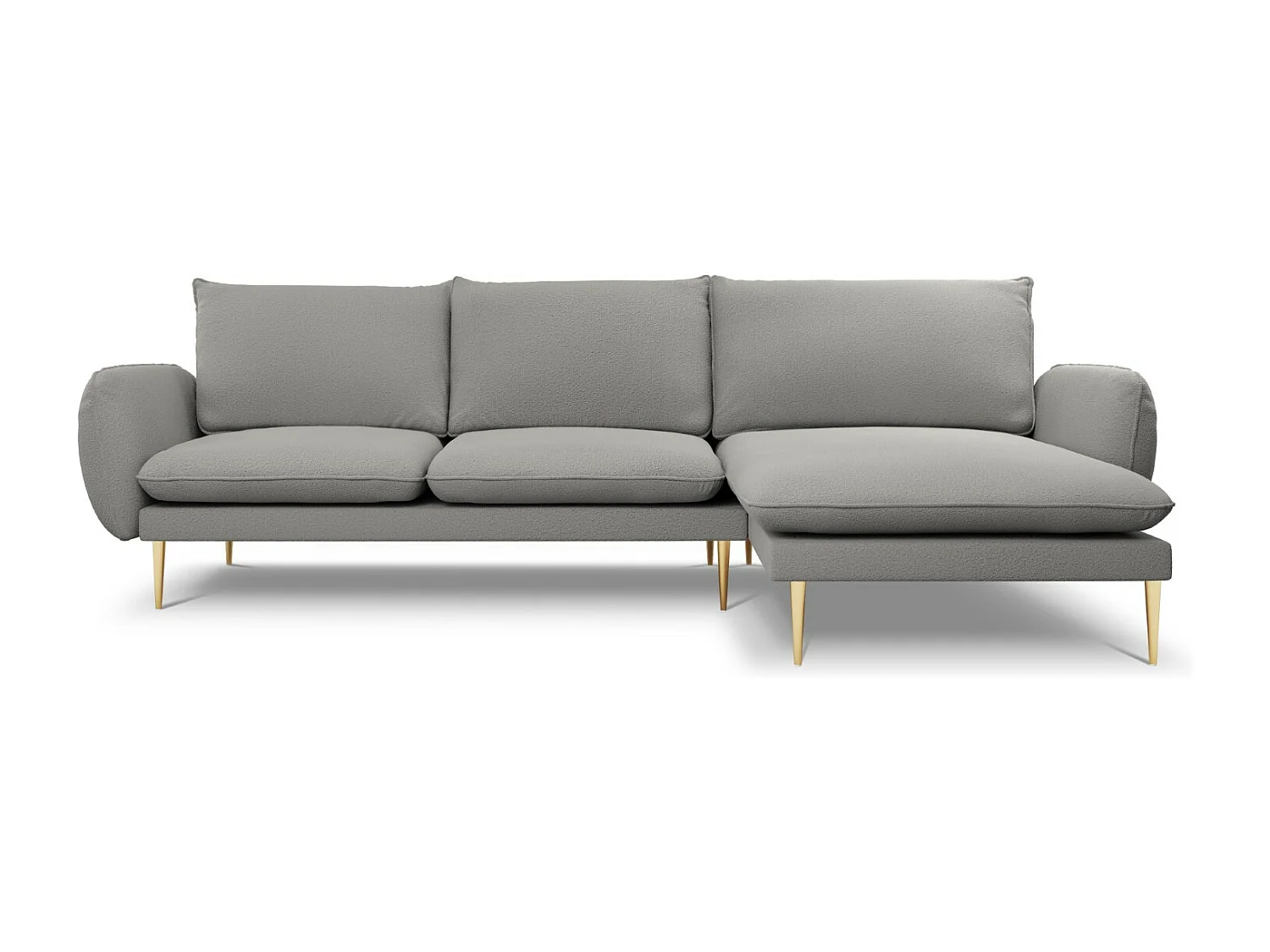 Cosmopolitan Design - Canapé d'angle droit "Vienna" 5 places en bouclé gris - 255x170x95cm