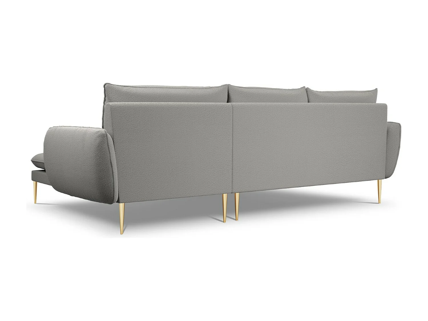 Cosmopolitan Design - Canapé d'angle droit "Vienna" 5 places en bouclé gris - 255x170x95cm