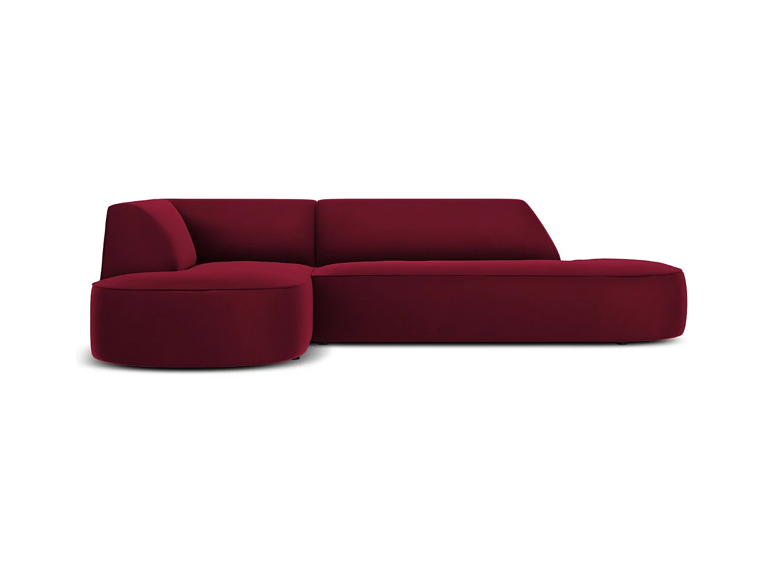 CXL by Christian Lacroix - Linker hoekbank "Charles" 4 zitplaatsen, Flueel, Rood - 273x180x69cm