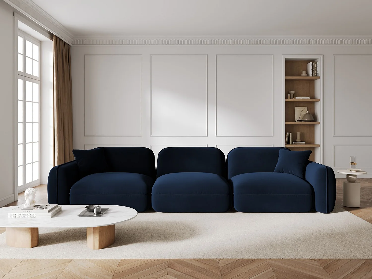 CXL by Christian Lacroix - Modulaire bank "Lucien" 4 zitplaatsen, Flueel, Koningsblauw - 320x90x70cm