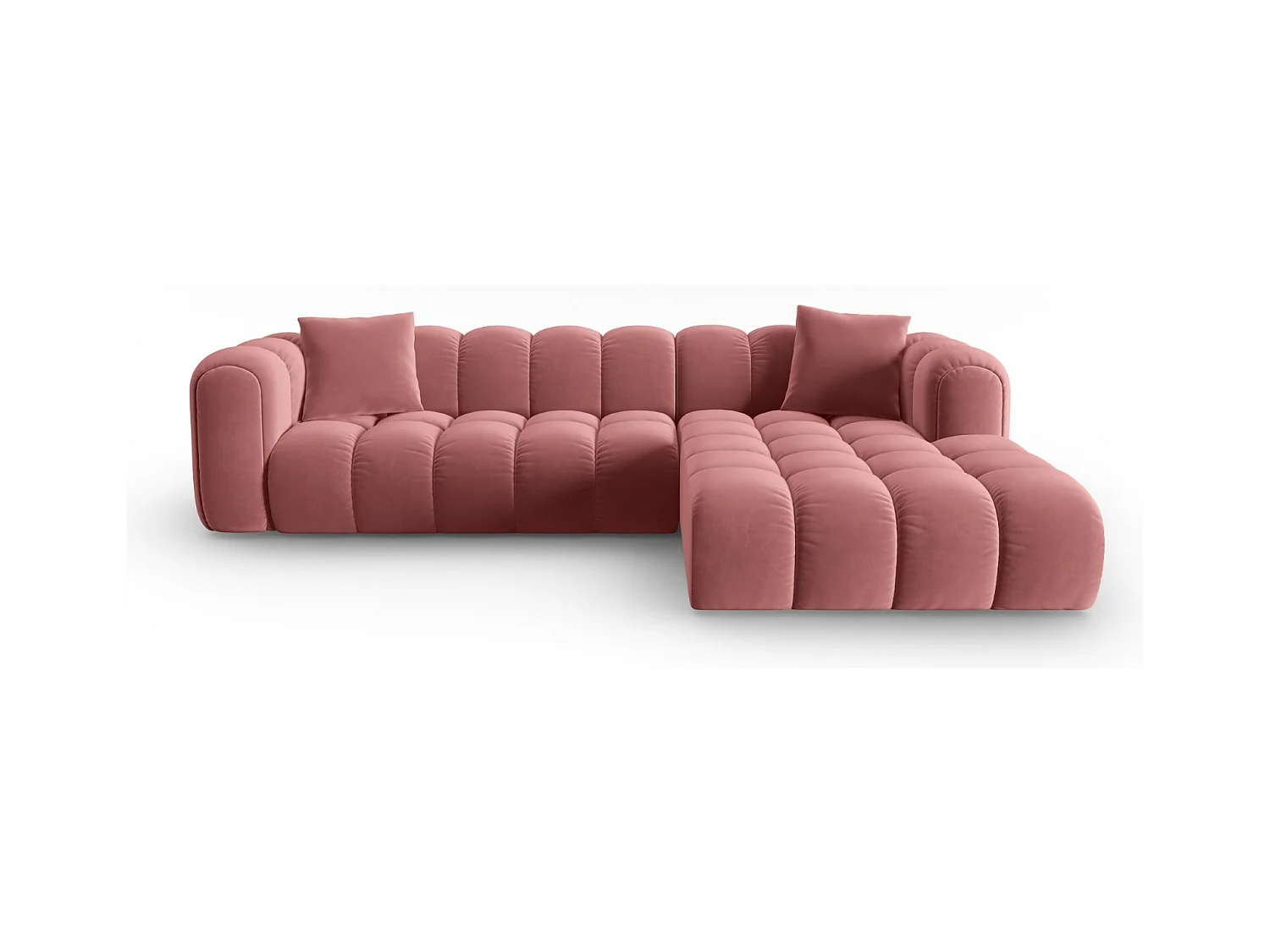 CXL by Christian Lacroix - Modulaire hoekbank rechts "Clotilde" 4 zitplaatsen, Flueel, Zalm - 306x190x70cm