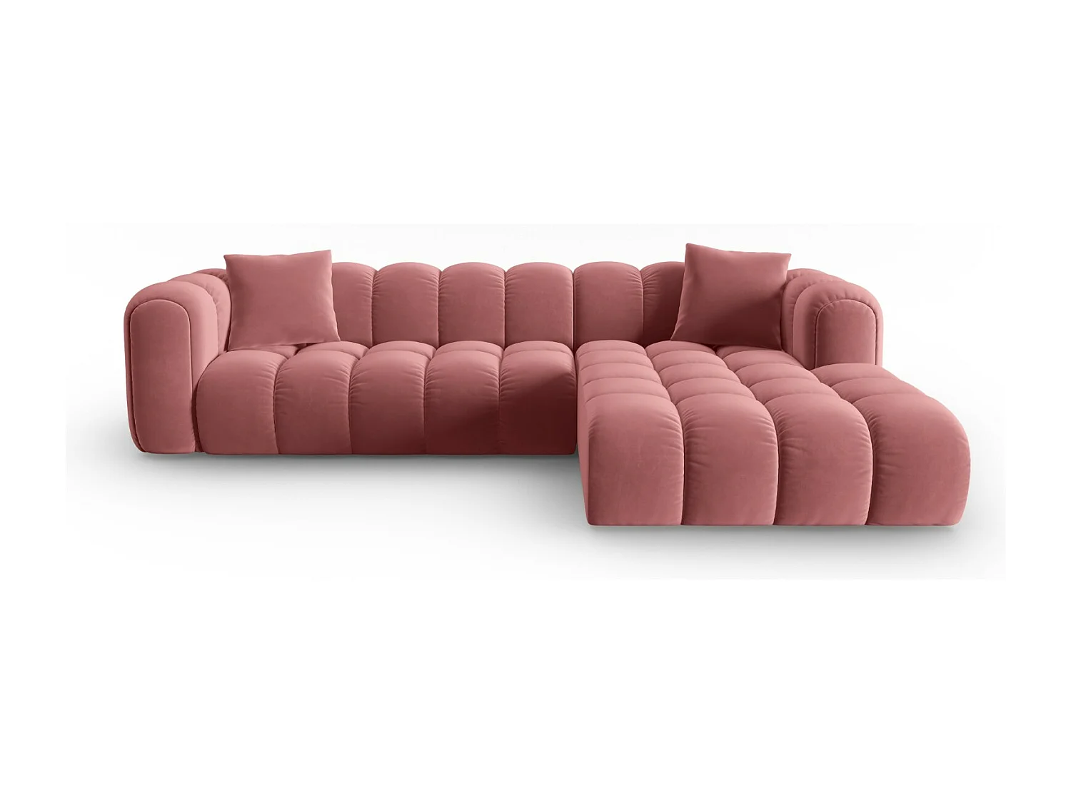 CXL by Christian Lacroix - Modulaire hoekbank rechts "Clotilde" 4 zitplaatsen, Flueel, Zalm - 306x190x70cm