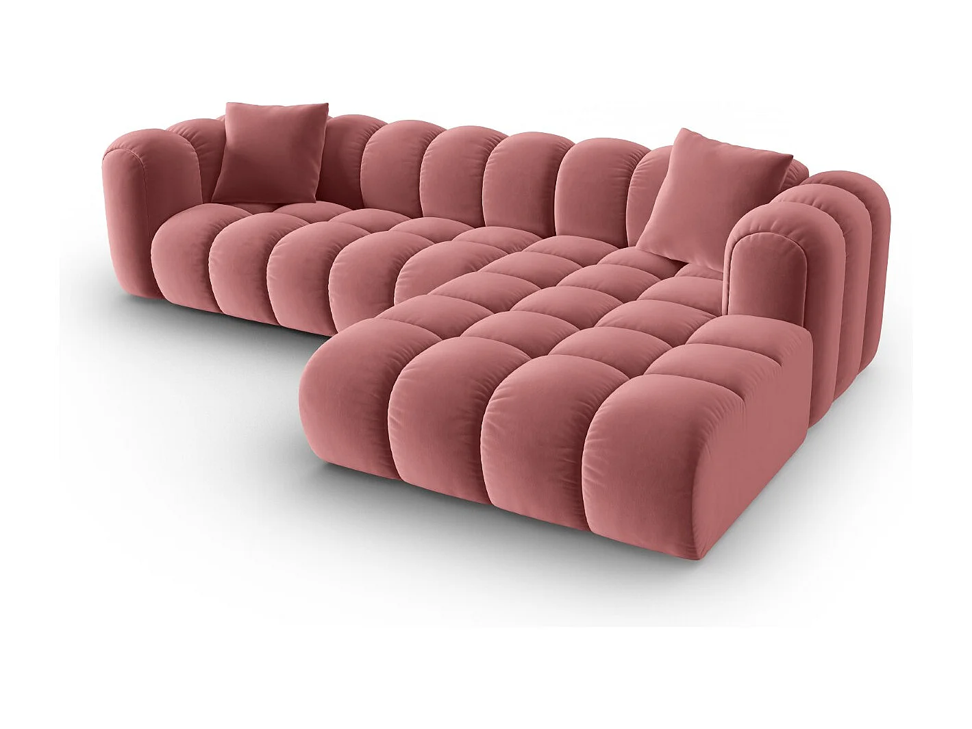 CXL by Christian Lacroix - Modulaire hoekbank rechts "Clotilde" 4 zitplaatsen, Flueel, Zalm - 306x190x70cm