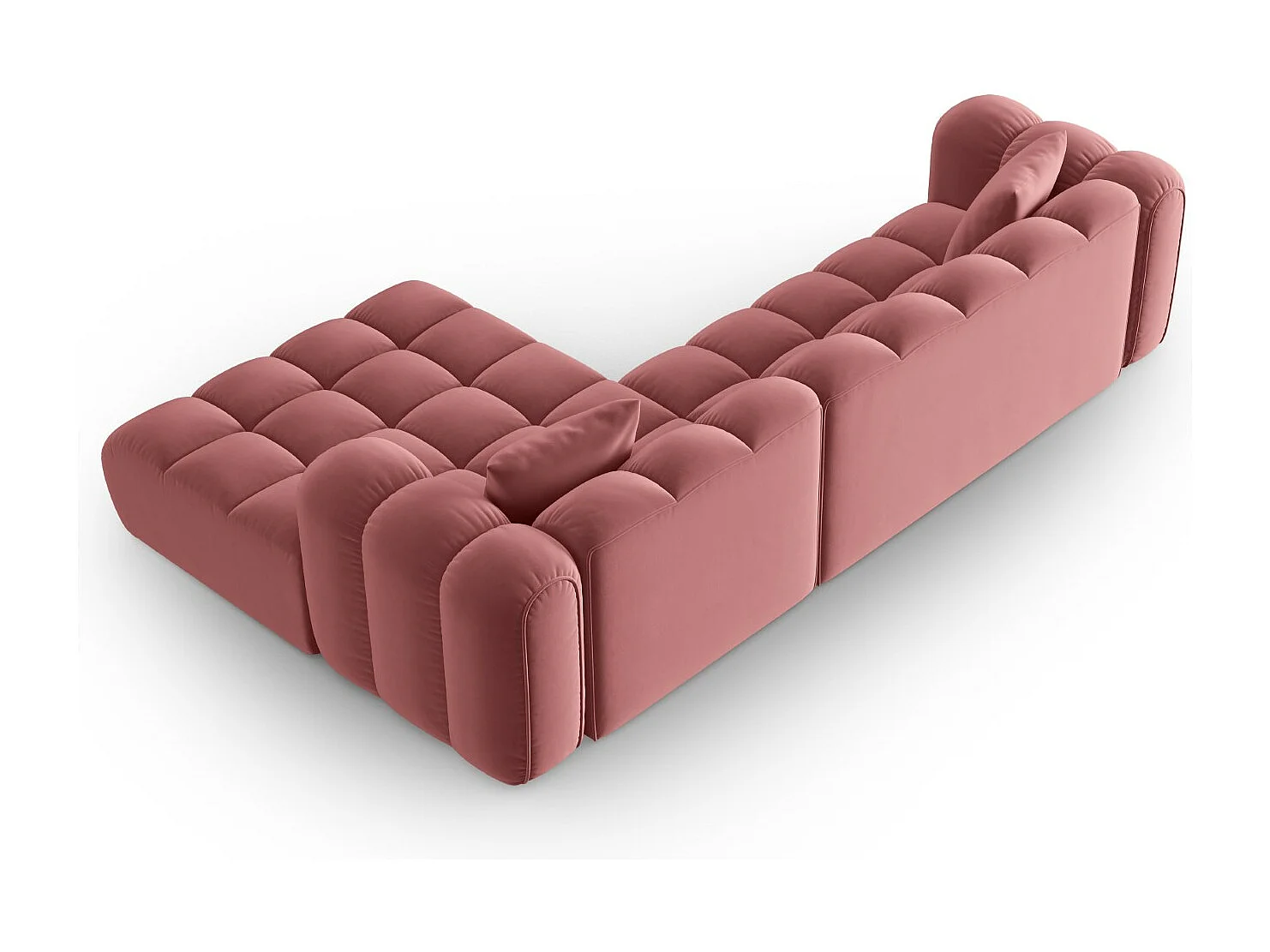 CXL by Christian Lacroix - Modulaire hoekbank rechts "Clotilde" 4 zitplaatsen, Flueel, Zalm - 306x190x70cm