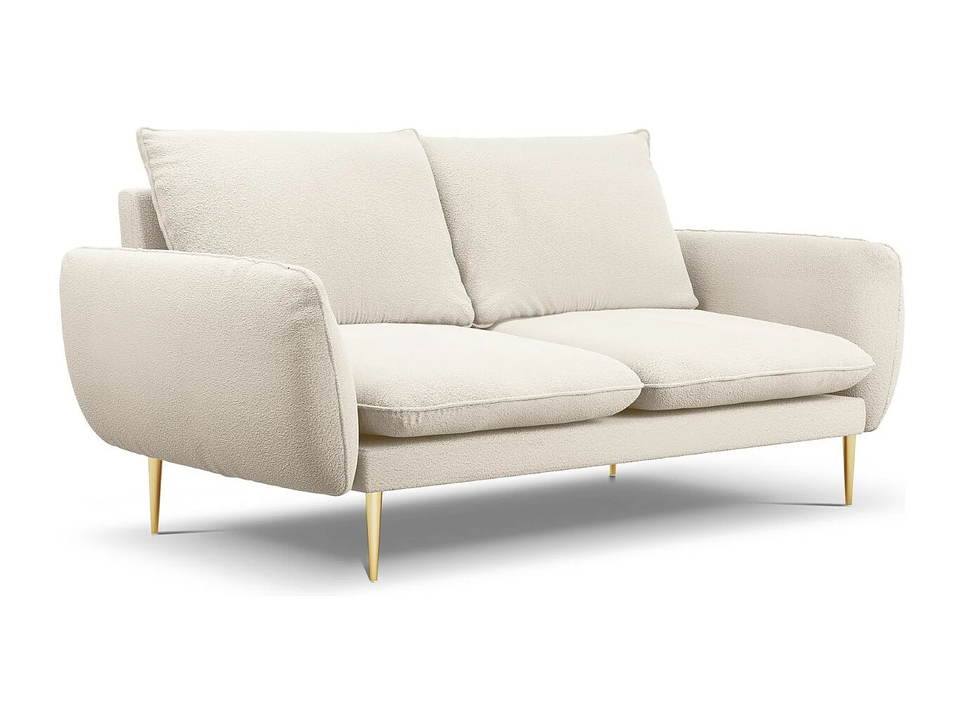 Cosmopolitan Design - Sofá "Vienna" 2 lugares em tecido bouclé bege - 160x92x95cm