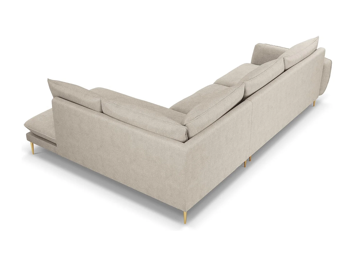 Cosmopolitan Design - Sofá esquinero derecho "Vienna" 6 plazas de tejido estructural beige claro - 275x185x95cm