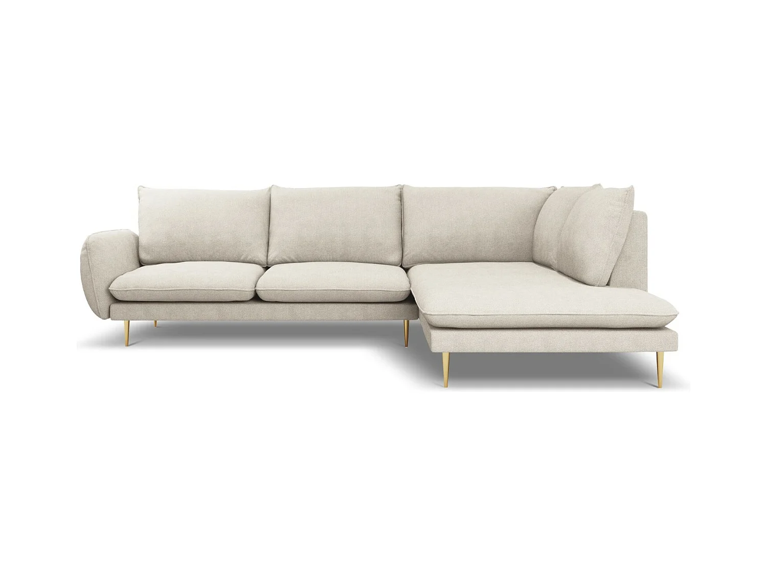 Cosmopolitan Design - Sofá de canto direito "Vienna" 6 lugares em tecido estrutural bege claro - 275x185x95cm