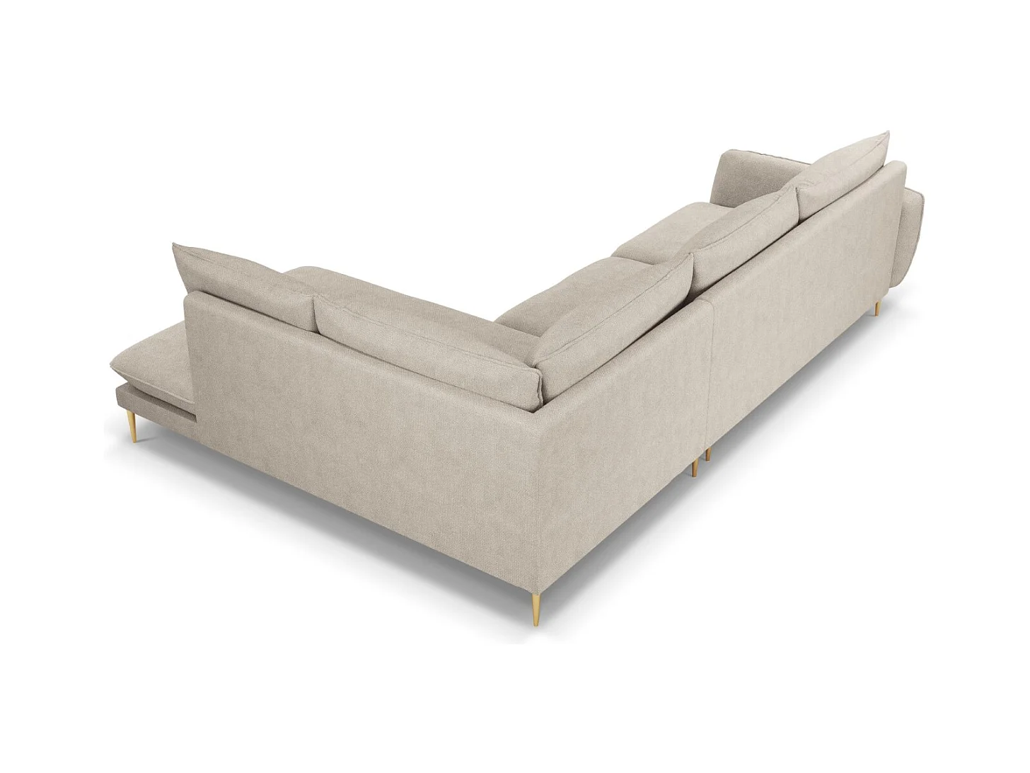 Cosmopolitan Design - Sofá de canto direito "Vienna" 6 lugares em tecido estrutural bege claro - 275x185x95cm