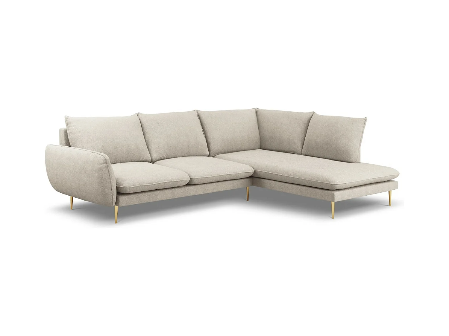 Cosmopolitan Design - Canapé d'angle droit "Vienna" 6 places en tissu structurel beige clair - 275x185x95cm