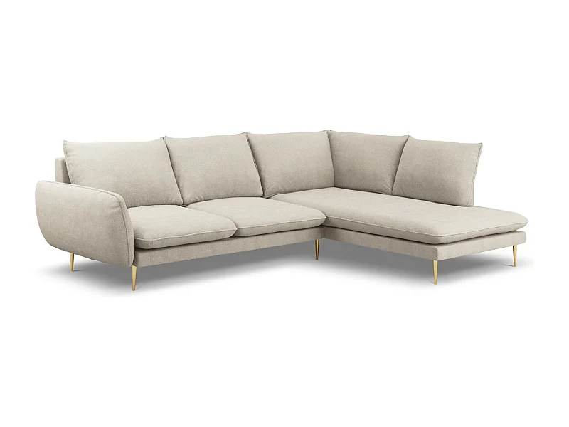 Cosmopolitan Design - Canapé d'angle droit "Vienna" 6 places en tissu structurel beige clair - 275x185x95cm