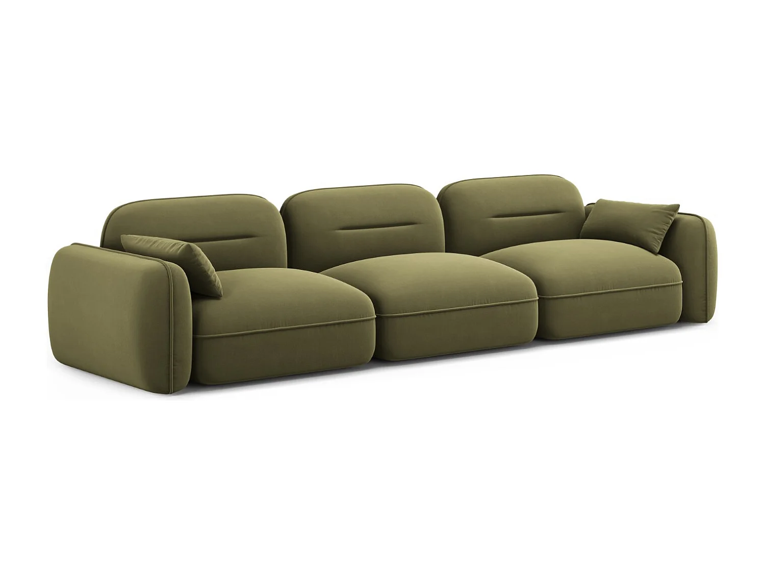 Cosmopolitan Design - Sofá modular "Sydney" 4 lugares em veludo verde claro - 320x90x70cm