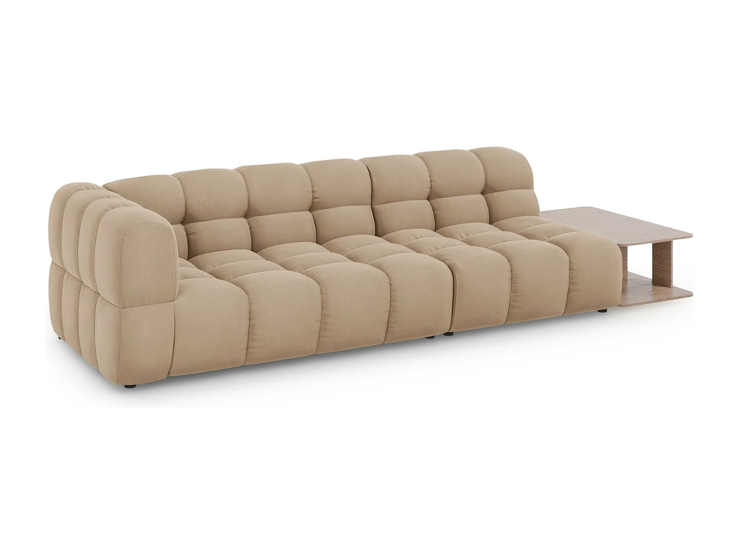 Cosmopolitan Design - 4-Sitzer modulares Sofa rechts "Sky" aus Samt sandfarben - 297x102x75cm