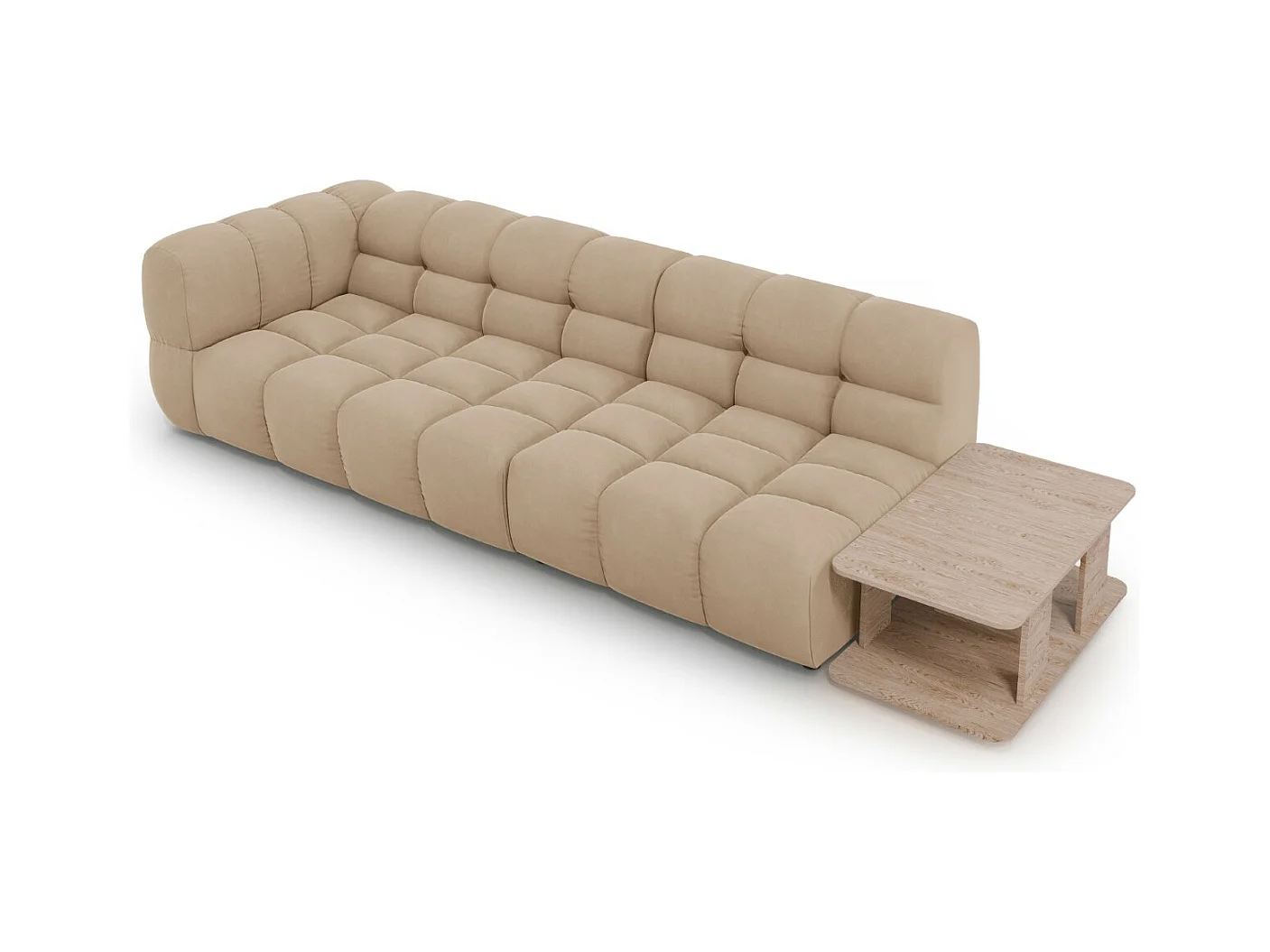 Cosmopolitan Design - 4-Sitzer modulares Sofa rechts "Sky" aus Samt sandfarben - 297x102x75cm