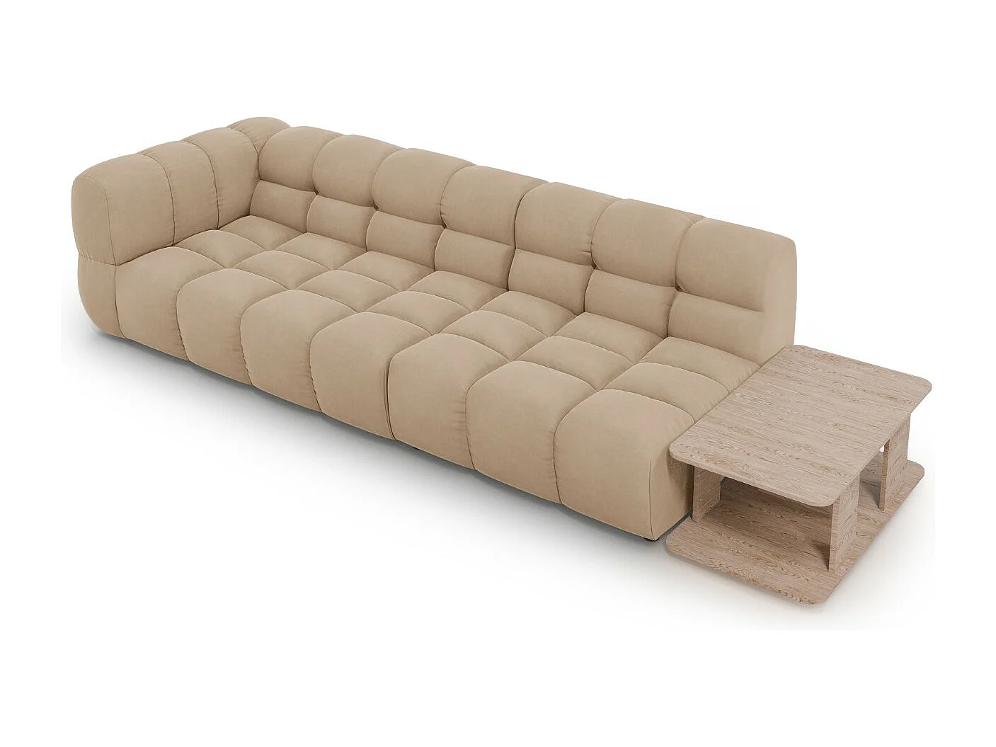 Cosmopolitan Design - Sofá modular direito "Sky" 4 lugares em veludo areia - 297x102x75cm