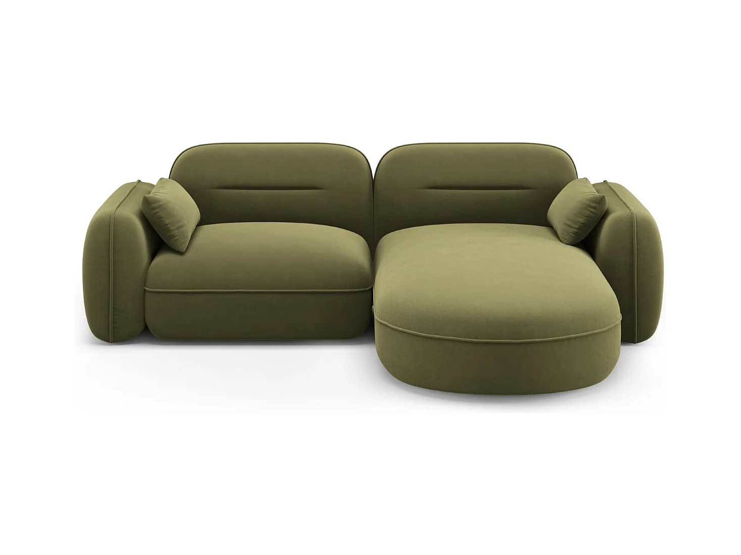 Cosmopolitan Design - Canapé d'angle droit modulable "Sydney" 3 places en velours vert clair - 230x165x70cm