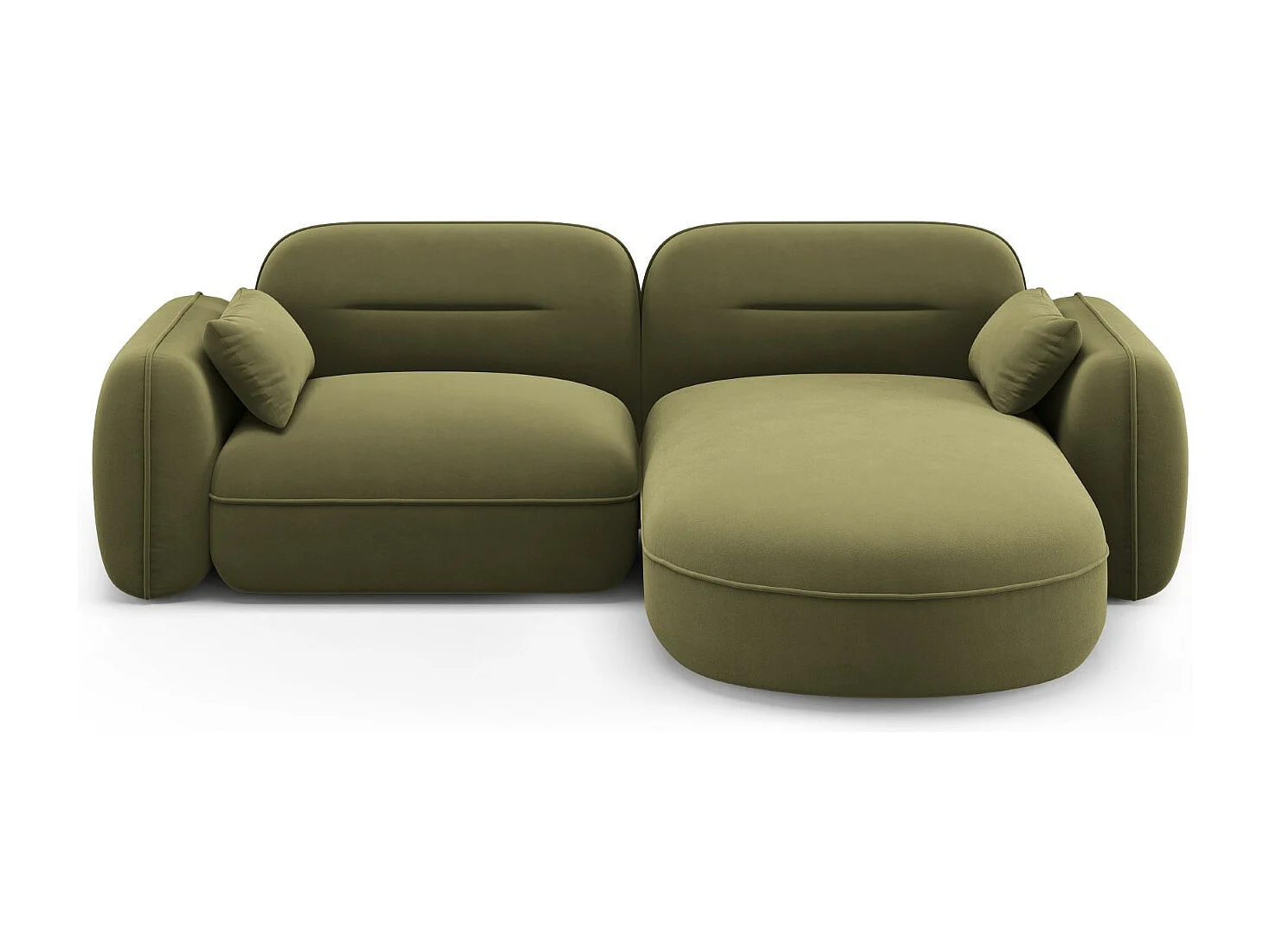 Cosmopolitan Design - Sofá modular de canto direito "Sydney" 3 lugares em veludo verde claro - 230x165x70cm