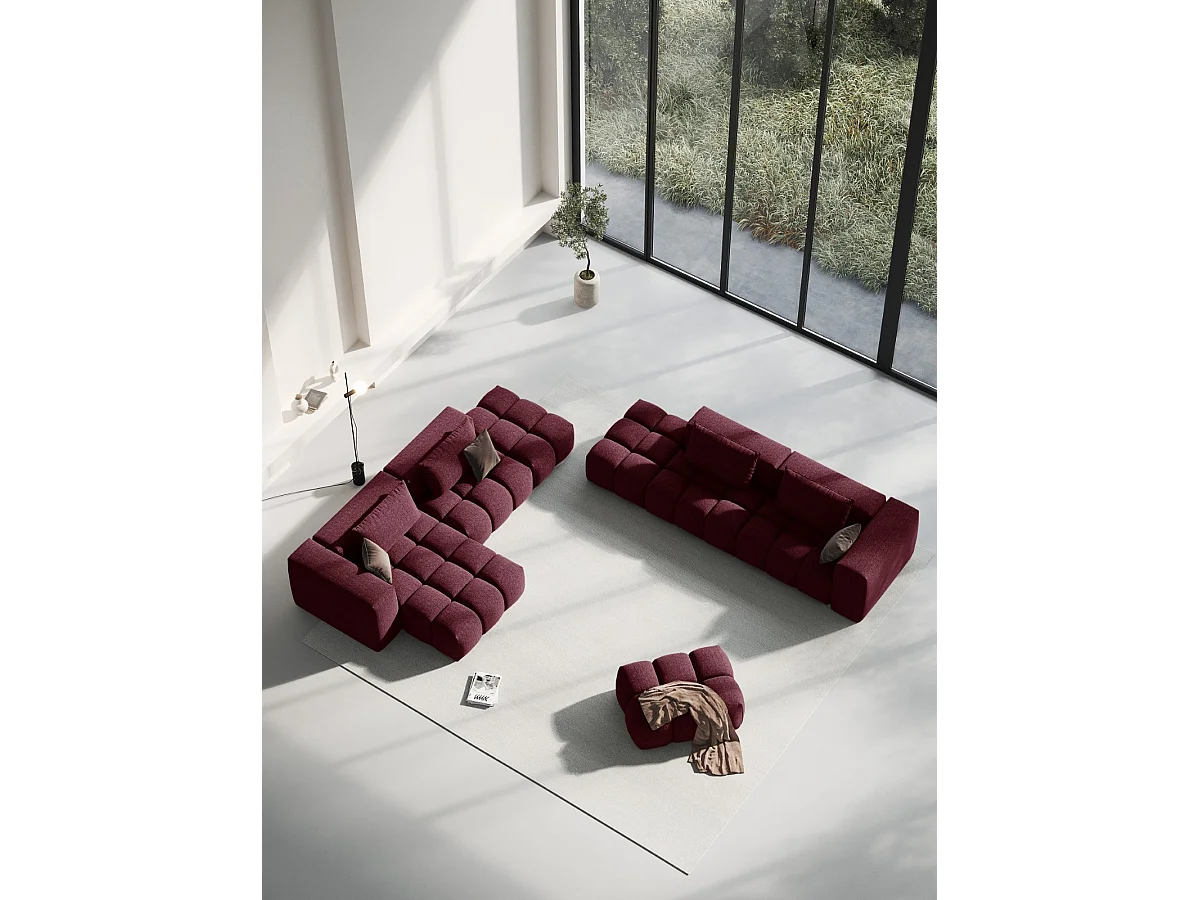 CXL by Christian Lacroix - Sofá modular izquierdo "Lorella" 3 plazas de tejido estructural granate - 265x85x70cm