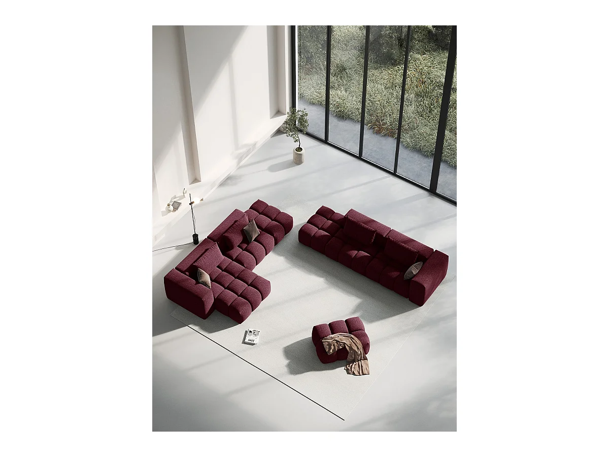 CXL by Christian Lacroix - Canapé modulable gauche "Lorella" 3 places en tissu structurel bordeaux - 265x85x70cm